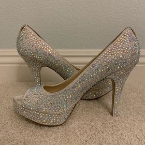 Crystal/rhinestone white wedding heels